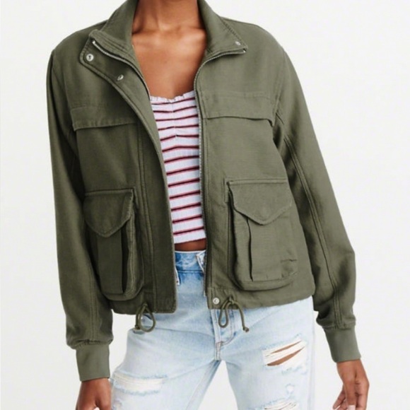 ABERCROMBIE & FITCH GREEN ARMY UTILITY JACKET WOMENS SIZE SMALL - Picture 10 of 10